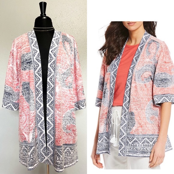 Westbound Paisley Open Front kimono Cardigan S L - Picture 1 of 11